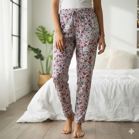 White Flowers Lounge Pant